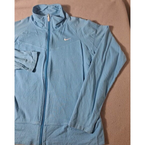 Nike Vintage Jogger Full Zip Womens L Light Blue Long Sleeve Cotton - Picture 3 of 9